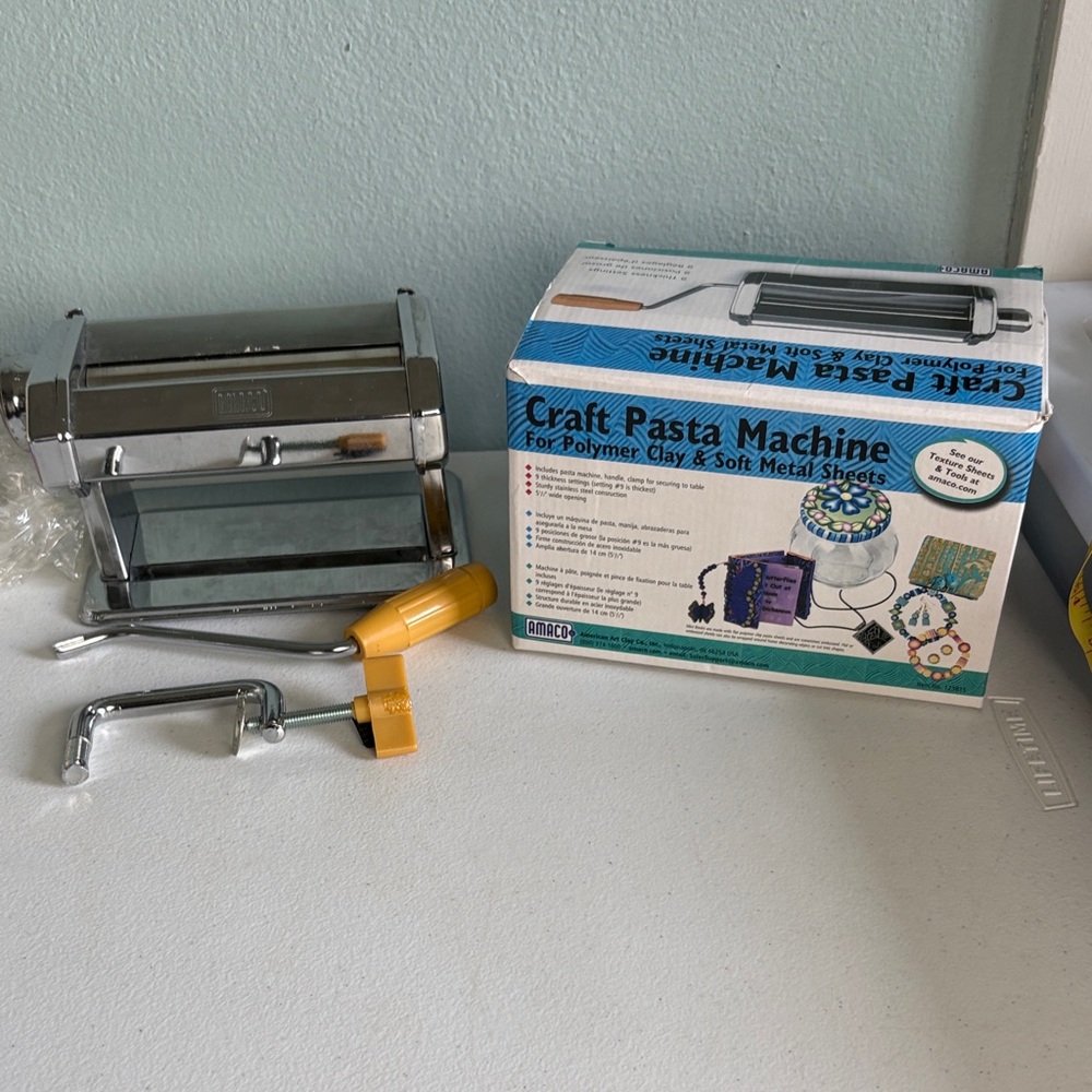 Amaco Craft Pasta Machine - Chrome with Yellow Handle